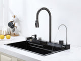 Pull-out Facuet Single Bowl Sink Kitchen Vegetable Sink 304 Whale Waterfall Sink Stainless Steel T3177P286037