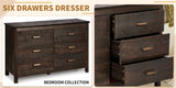 Brown MDF with solid wood veneer 120*40*80 Double row six drawer chest of drawers 88787047
