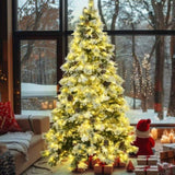 ZUN 7.5FT Pre-Lit Spruce Snow Flocked Christmas Tree with Pine Cones, Artificial Xmas Tree with 745 N704P198471A