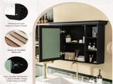 35'' x 28'' Black Wall Mounted Bathroom Storage with Mirror Door, Modern Bathroom Wall N710P196545B