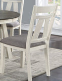 Dining Room Furniture Set of 2 Chairs Gray Fabric Cushion Seat White Clean Lines Side Chairs B01163917