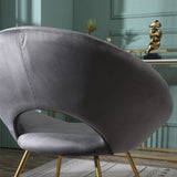 ZUN Slatina Gray Silky Velvet Upholstered Accent Chair with Gold Tone Finished Base T2574P164521