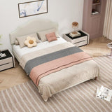 Queen Size Bed Frame Upholstered Platform Bed with Adjustable Headboard,Linen Fabric Padded,Modern W1716P280054