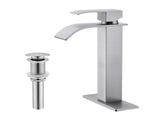 Waterfall Spout Bathroom Sink Single Handle Faucet with Pop-Up Drain 92370252