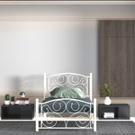 ZUN Twin Size Unique Flower Sturdy System Metal Bed Frame with Headboard and Footboard W21428124