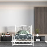 ZUN Twin Size Unique Flower Sturdy System Metal Bed Frame with Headboard and Footboard W21428124