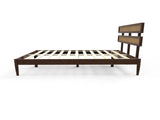 Dark walnut wood painted finish rattan and pine wood double headboard full size wooden bed, 43829429