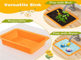 Kids Outdoor Mud Kitchen Playset, Realistic Stoves/Sink with Utensils & Chalkboard for Creative Play 72563983