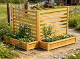 36x45 in Wooden Privacy Fence Screen, Cover with 2 Planters & Metal Stakes for Garden & Pool 09422983