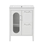 ZUN 24" Bathroom Vanity with Sink, Bathroom Vanity Cabinet with Two Drawers and Door, Adjustable Shelf, 24407153