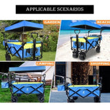 Foldable Wagon with Removable Canopy & Cooler Bag - Heavy Duty Collapsible Wagon Utility Cart with 31283687