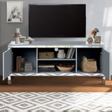 Mirrored TV Stand for 65 inch TV,Sliver TV Console Table with Open Storage & 2 Storage Cabinets W1445P204027