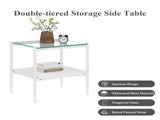 Set of 2 Rectangle End Table, Tempered Glass Tabletop with MDF layer, Modern Table for Living Room , W241P184247