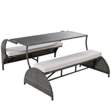 U_STYLE Versatile outdoor loveseat that converts to four seats and a table, suitable for gardens and WF321803AAA