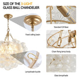 20-Inch Gold Pendant Light Chandelier with Threaded Clear Glass Globe Shade Adjustable Height, W1340P251915