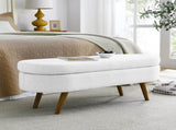 Ottoman Oval Storage Bench,Rubber Wood Legs,White W48764885