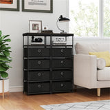 4-Drawer Fabric Storage Cabinet - Removable Foldable Drawers, Industrial Wood Top, Metal Frame with 35054697