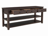Retro Design Console Table with Two Open Shelves, Pine Solid Wood Frame and Legs for Living Room 20760621