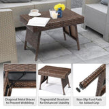 Outdoor Folding Side Table, Patio Rattan Coffee Table with PE Wicker & High-Duty Steel Frame for 51700564