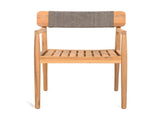 CREATIVE BRAIDED ACACIA WOOD OUTDOOR DINING CHAIRS WITH ARMRESTS, SUITABLE FOR OUTDOOR DINING AND N770P269704G