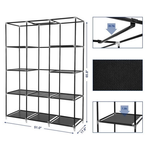 ZUN 67" Portable Closet Organizer Wardrobe Storage Organizer with 10 Shelves Quick and Easy to Assemble 39192486