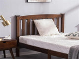 Cap, curved head and footboard, vertical decorative strips, painted surface, pine wood, brown, Twin 81185658