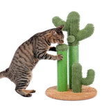 ZUN Cat Scratching Post Cactus Cat Scratcher Featuring with 3 Scratching Poles and Interactive Dangling 56580340