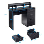 ZUN FCH 110*50*95cm Particleboard Paste Triamine Desktop Storage Layer Three Drawers Computer Desk Black 13565544