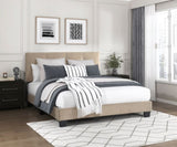 1pc Full Platform Bed Light Brown Velvet Upholstered Adjustable Height Headboard Button Tufted Solid B011P203574