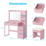 Pink particleboard with a melamine finish, 5-drawer, 2-tiered dressing table set with 11 three-tone 76254840