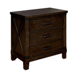 Rustic Style Dark Walnut Finish 1pc Nightstand Bedroom Furniture Solid wood 3-Drawers bedside Table B011P156649