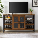 ZUN JHX Industrial Wine Bar Cabinet, Liquor Storage Credenza, Sideboard with Wine Racks & Stemware W116241635