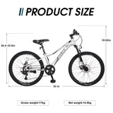 ZUN Mountain Bike for Girls and Boys Mountain 24 inch 7-Speed bike 63796150