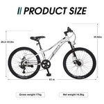 ZUN Mountain Bike for Girls and Boys Mountain 24 inch shimano 7-Speed bike W1019110961