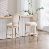 French Country Dining Chairs Set of 2, Upholstered Chairs with Round Back, Wire drawing and carving W3426P324576