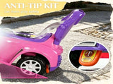 Pink 3 in 1 Kids Push & Sliding Car with Removable Handle, Music, Horn, Canopy & Safety Guardrail 90184527