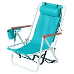 ZUN Folding Beach Chair, 4 Position Portable Backpack Foldable Camping Chair with Headrest Cup Holder 12278204