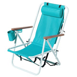 ZUN Folding Beach Chair, 4 Position Portable Backpack Foldable Camping Chair with Headrest Cup Holder 12278204