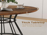 Brown 47" Round Dining Table , Family-Sized for 4-6 People, Hourglass Metal Base & Curved Tabletop 32267114