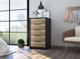 Kaia 5 Drawer Dresser, Vertical Dresser -Black / Pine B20092018