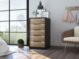 Cannon 5-Drawer Rectangle Dresser Black Wengue and Light Oak B06280494