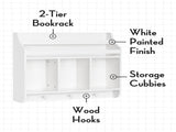 Kids Wall Mounted Bookshelf and Toy Storage Organizer for Playroom - White 96301122