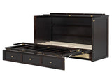 Full Size Murphy Bed with Large Drawers,Espresso N708P336203P