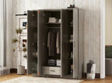 4-Door Wardrobe with 1 Drawer, Gray 97453152