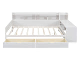 Wooden Full Size Daybed with Storage Shelves, Multi-functional Bed with Two Storage Drawers and 34590533