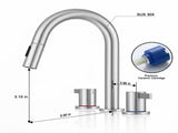 8-Inch Widespread Lavatory Faucet, 2-Handle 3-Hole with Pop-Up Drain and 360&deg Pull-Down Sprayer, 07799121