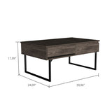 ZUN Dark Walnut 1-Drawer Rectangle Liftable Top Coffee Table B06280179