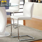 ZUN Modern Elegance White Color Leatherette 2pcs Counter Height Dining Chairs Chrome Metal Legs Dining B011P178975