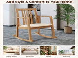 Solid Rubber Wood Rocking Chair, 400 LBS Weight Capacity Indoor Lounge Chair with Linen 96856936