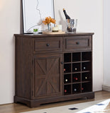 ZUN Farmhouse Liquor Cabinet Bar Cabinet with 2 Drawers, Wine Bar Cabinet with Removable Wine Racks W1758P210363